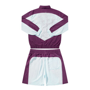 ชุดวอร์มกันลมแบบมีซิปสำหรับผู้ชาย พิมพ์โลโก้ได้ตามต้องการ  ชุดกีฬาสองชิ้น แจ็คเก็ตและกางเกงขาสั้น ทำจากไนลอน - Product Image 6