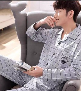 <b>Men's</b> Winter Solid Soft Sleepwear Cotton Turn-down Collar Long Sleeve Pajamas Plus Size Room <b>Lounge</b> Wear - Product Image 4