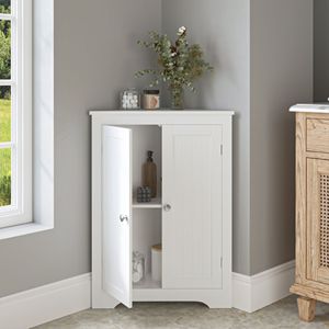 Adjustable <b>Shelves</b> Freestanding Narrow Cabinet Organizer 2-Door Floor Corner Storage Cabinets for Living Room by Ba - Product Image 2
