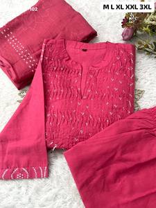 Collection de Kurti-Dupatta longue coupe A en coton de haute qualité 60-60 avec imprimé Bandhej et ensemble pantalon pour femme - Exportateur de mode - Product Image 6