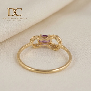 Bague de mariage en or jaune massif 14 carats de haute qualité, certifiée IGI, avec diamant de laboratoire et alexandrite, bijoux fins pour femmes - Product Image 4