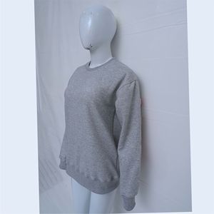 Sweat-shirt classique gris clair à col rond en molleton de coton uni, vêtement décontracté, commandes en gros, impression de logo personnalisé, fourniture d'usine - Product Image 2