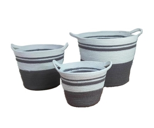 Handicraft High Quality Woven Cotton Rope <b>Storage</b> Basket With Handle 100% Natural Eco-friendly Home Decor Basket - Product Image 1