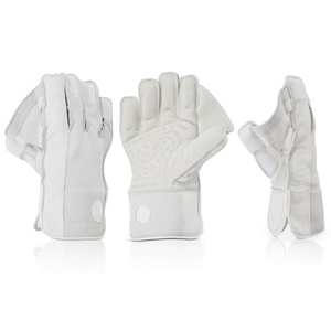 <b>Cricket</b> Wicket Keeper Gloves Half Finger PVC Leather Right Hand Seamless Stitching Snap Closure 13-16mm Thickness <b>White</b> Black - Product Image 2