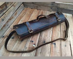 Handmade Leather Knife <b>Roll</b> Chef Knife Organizer <b>Bag</b> Durable Culinary Storage Case For Professionals LKR-0302 - Product Image 1