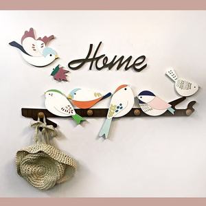 Decorative Wooden Bird Wall Hook Rack with Home Letter Design Multi Hook <b>Key</b> Holder Coat <b>Hanger</b> for Entryway Living Room Bedroom - Product Image 3