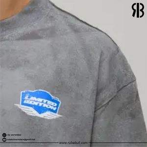 Camiseta Oversize Gris para Hombre, Manga Corta, Cuello Redondo, Estilo Casual Urbano, Algodón Transpirable, Logotipo Estampado en la Parte Delantera - Product Image 4