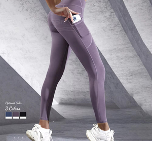 Huihe High Elastic Waist Plaid <b>Plus</b> <b>Size</b> Gym Sports Wear Leggings <b>Yoga</b> Workout <b>Pants</b> with Pocket - Product Image 2