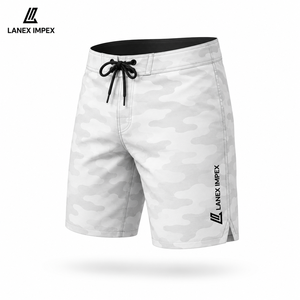 Men's White Camo <b>Board</b> Shorts Quick Dry Stretch Surf Swim Trunks Custom Logo Beach Shorts Lightweight Water Sports Swimwear - Product Image 1