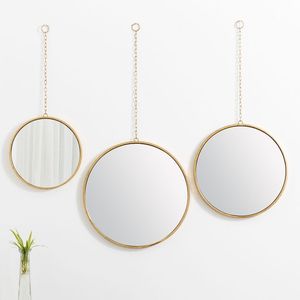 Round Shape Hanging Wall <b>Mirror</b> with Metal Border Wall Hanging <b>Mirror</b> | Decorative Golden Border Customized <b>Mirror</b> With Chain - Product Image 1