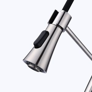 Rubinetto da Cucina Commerciale Moderno Monocomando ad Arco Alto con Azionamento a Molla, Finitura Nichel Spazzolato - Product Image 5