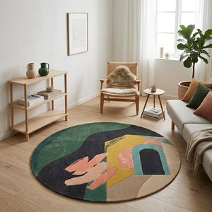<b>Round</b> <b>Carpet</b> for Living Room Handmade Abstract Hand Tufted Wool Area Rug Modern Designer Custom <b>Round</b> Rug Home Decor - Product Image 3