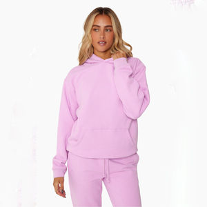 Ensemble de survêtement pour femme en tricot de haute qualité, 2 pièces, haut court et pantalon évasé, 100% coton, sweat-shirt à capuche - Product Image 1