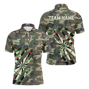 Polo camouflage homme de qualité supérieure, manches courtes, motif imprimé cible de fléchettes, col boutonné, vêtement de sport décontracté - Product Image 5