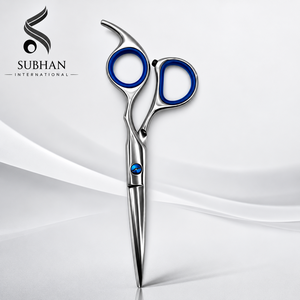 Ciseaux de barbier professionnels de haute qualité pour une coupe de cheveux fluide, ciseaux de coiffeur haut de gamme avec design de poignée bleue - Product Image 3