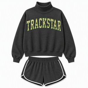 Ensemble en molleton deux pièces pour femme Trackstar, sweat-shirt et short surdimensionnés, modèle TS-SET-041 - Product Image 1