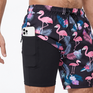 Men's Elastic Waist High Worsted Woven 100% Polyester Hot Print Quick Dry Breathable Casual <b>Beach</b> <b>Shorts</b> - Product Image 3