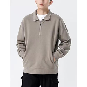 <b>Black</b> Sweatshirt <b>Men</b> Front Pocket OEM High Quality Cotton <b>Fleece</b> Print Oversized Crewneck Sweatshirt <b>Men</b> Half Zip Sweatshirt - Product Image 6