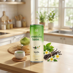 Vente en gros de latte au matcha aromatisé naturellement en canette d'aluminium de 250 ml, sans sucre, 100% pur, marque privée, 8% Brix, origine Vietnam, réfrigéré, 24 unités - Product Image 3