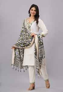 Traje de Algodón Khadi Bordado para Mujer, Combinado con Dupatta de Seda Khadi Premium, al Mejor Precio al por Mayor - Product Image 2