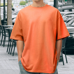 Camiseta Personalizada con Estampado Frontal, 200 GSM, Lavada, 100% Algodón, Transpirable, Manga Corta, Holgada, Estilo Retro Americano, Hip Hop, Tejido de Punto, Talla Grande - Product Image 3