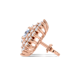 IGI Certified Lab Grown Diamond Oval Double Halo Stud <b>Earrings</b> 14K Yellow / White / Rose Gold Cluster Halo <b>Earrings</b> - Product Image 2