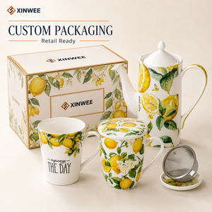 Tazza da Tè in Ceramica con Design Personalizzato al Limone, Infusore e Filtro in Acciaio Inox, Tazze Premium con Filtro per Tè - Product Image 1