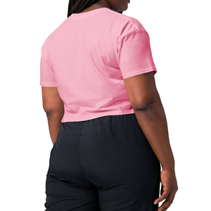 T-shirt court rose pour femme, manches courtes, col rond, couleur unie, jersey décontracté, 100% coton, respirant, à porter au printemps et en été - Product Image 2