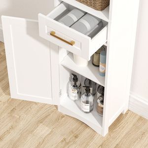 Mobiletto Alto da Bagno Autoportante Sottile con 1 Cassetto e 2 Ante, Design con 5 Caratteristiche Regolabili - Product Image 5