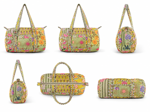 Chouhan Textile Boho Floral Quilted Duffel <b>Bag</b> Cotton Fabric <b>Weekender</b> Tote Zipper Shoulder <b>Travel</b> Storage <b>Bag</b> Large Capacity - Product Image 1