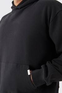 OEM Custom Logo Unisex Sports Hoodie Men's Winter Thermal 100% Cotton Drop Shoulder Oversized Thick Fleece Lined Plain Dyed - Product Image 4