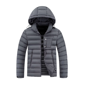 Chaqueta con capucha de invierno de algodón con costilla de nailon 50D de alta calidad para hombre, prendas de vestir con cremallera y soporte informales disponibles - Product Image 3