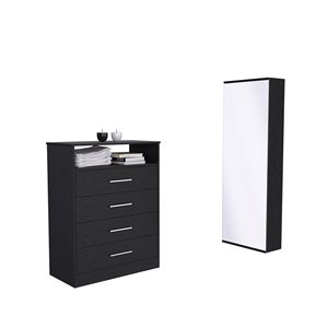 Elwood 2 pezzi camera da letto nero cassettiera cassettiera con scarpiera categoria di prodotto - Product Image 2