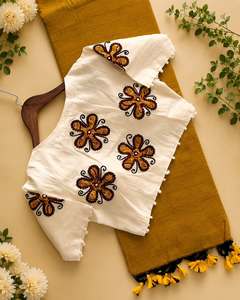 Traditional Indian Pakistani Cotton Ethnic <b>Blouse</b> For Girls With <b>Red</b> Butterfly Embroidery Regular Fit All Seasons - Product Image 2