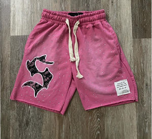 Pantalones Cortos Deportivos para Hombre, Estilo Urbano, de Algodón French Terry con Efecto Desgastado por el Sol, Apliques Bordados, Estilo Vintage con Lavado Ácido - Product Image 5