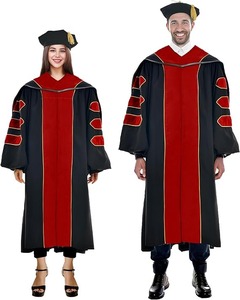 Túnica de Graduación de Lujo para Doctorado, Capucha y Birrete de 8 Lados con Ribete Dorado, Conjunto de Regalia Doctoral - Product Image 5