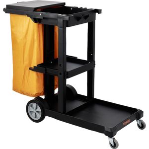 Carrello per Pulizie Commerciali con 3 Ripiani, Capacità 200 Libbre, Copertura in PVC da 25 Galloni per Lavori di Pulizia e Manutenzione - Product Image 1
