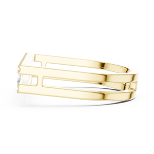 Anillo Abierto Moderno con Diamante Cultivado en Laboratorio, Oro Amarillo, Diamante Marquise, Anillo Contemporáneo para Boda, Aniversario o Fiesta - Product Image 2