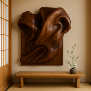 Sculpture murale en bois faite à la main dans un style Art déco unique, décoration sculptée pour anniversaire, pour la fête de l'inauguration de la maison, les festivals de Diwali - Product Image 3