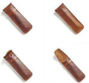 Étui à crayons en cuir véritable fait main personnalisé, avec fermeture à glissière, en toile colorée, pour cadeau ou usage personnel - Product Image 6