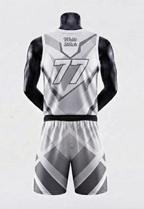 Ensemble de maillot de basket-ball blanc pour femme, imprimé géométrique, débardeur sans manches en maille et short, respirant et anti-humidité - Product Image 6