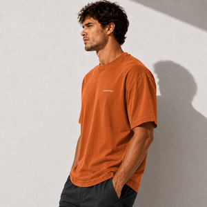 Warpro Men's <b>Orange</b> Solid Color O-Neck Short Sleeve Cotton Regular Fit Casual <b>T</b>-<b>Shirt</b> - Product Image 4