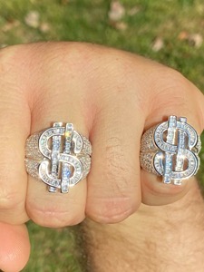 Hip hop Iced Out Dollar Sign <b>Ring</b> Baguette Moissanite Diamond Sterling Silver Hip Hop <b>Ring</b> Luxury Rapper Style Jewelry <b>for</b> <b>Men</b> - Product Image 2