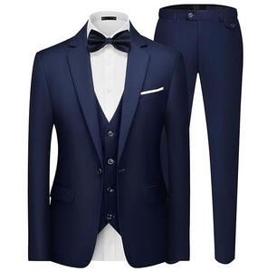 Wholesale Custom 3-Piece Men's Tuxedo Suit Wool/Polyester Worsted Fabric British/American/Italian Style Groom Wedding Formal - Product Image 1