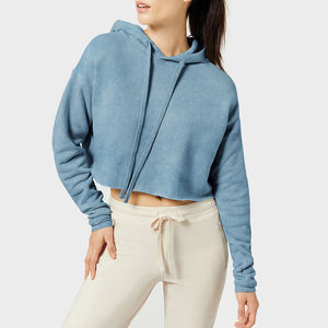 Haut court à capuche pour femme de haute qualité OEM, manches longues, style décontracté, respirant, grandes tailles - Product Image 3