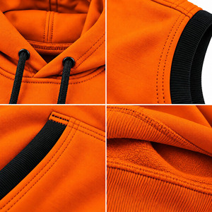 Men's <b>Orange</b> Sleeveless Hooded <b>Tank</b> <b>Top</b> With Pockets Casual Knitted Vest - Product Image 3
