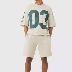 ชุดเสื้อเชิ้ตแขนสั้นและกางเกงขาสั้นผู้ชายสำหรับฤดูร้อน ระบายอากาศได้ดี ไซส์ใหญ่ สีพื้น มีกระเป๋าคาร์โก้แบบรูดเชือกด้านหน้า สวมใส่สบาย น้ำหนักเบา - Product Image 1