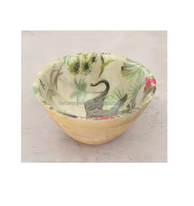 Comida de madera Ensalada Verduras Fruta Servir Tazón con esmalte Impreso Diseño elegante Vajilla Cuencos Precio barato - Product Image 4