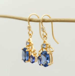 ต่างหูทรงหยดน้ำสีน้ำเงินไฮโดรและ CZ ชิค ทำจากเงินแท้ 925 ชุบทอง 18K เครื่องประดับสำหรับงานเลี้ยงค็อกเทล ของขวัญสำหรับเธอ - Product Image 4