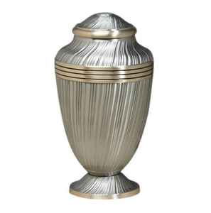 Urne funéraire en laiton gravé argenté antique pour cendres humaines adultes, style américain/européen - Product Image 1